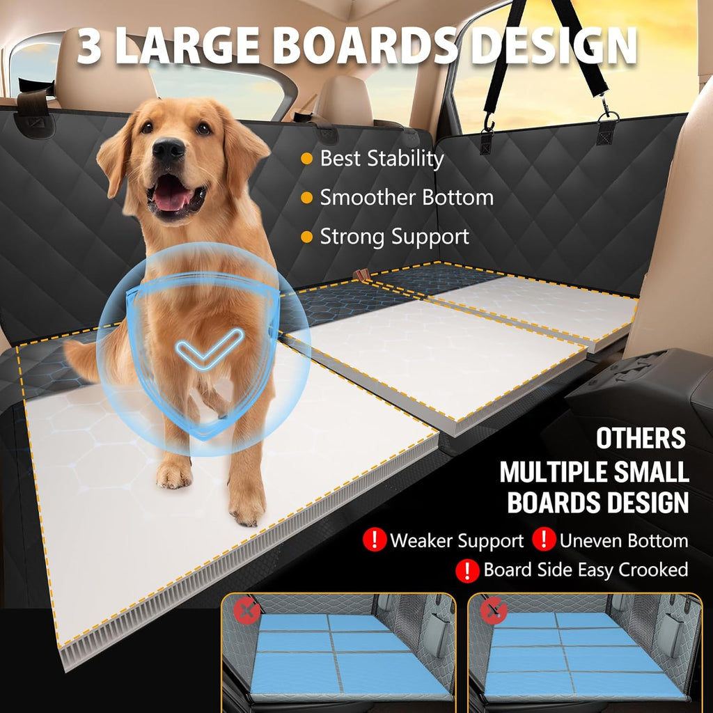 Heavy-Duty Dog Backseat Extender and Car Seat Cover - Large Space for SUVs and Cars, Supports Up to 400 lbs, Black