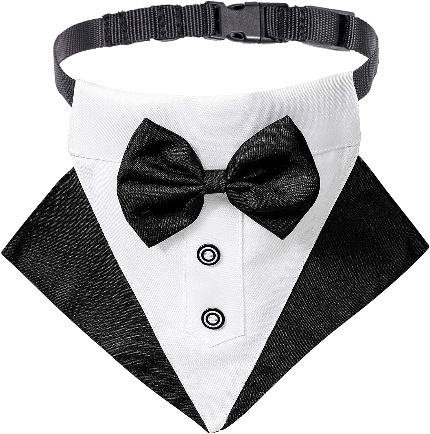 Elegant Dog Tuxedo Wedding Bandana Collar with Adjustable Bow Tie for Large Dogs
