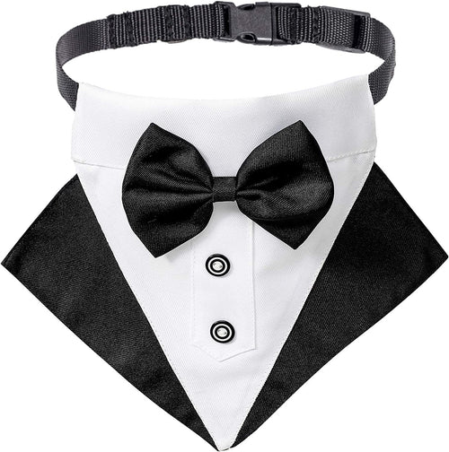Elegant Dog Tuxedo Wedding Bandana Collar with Adjustable Bow Tie for Large Dogs