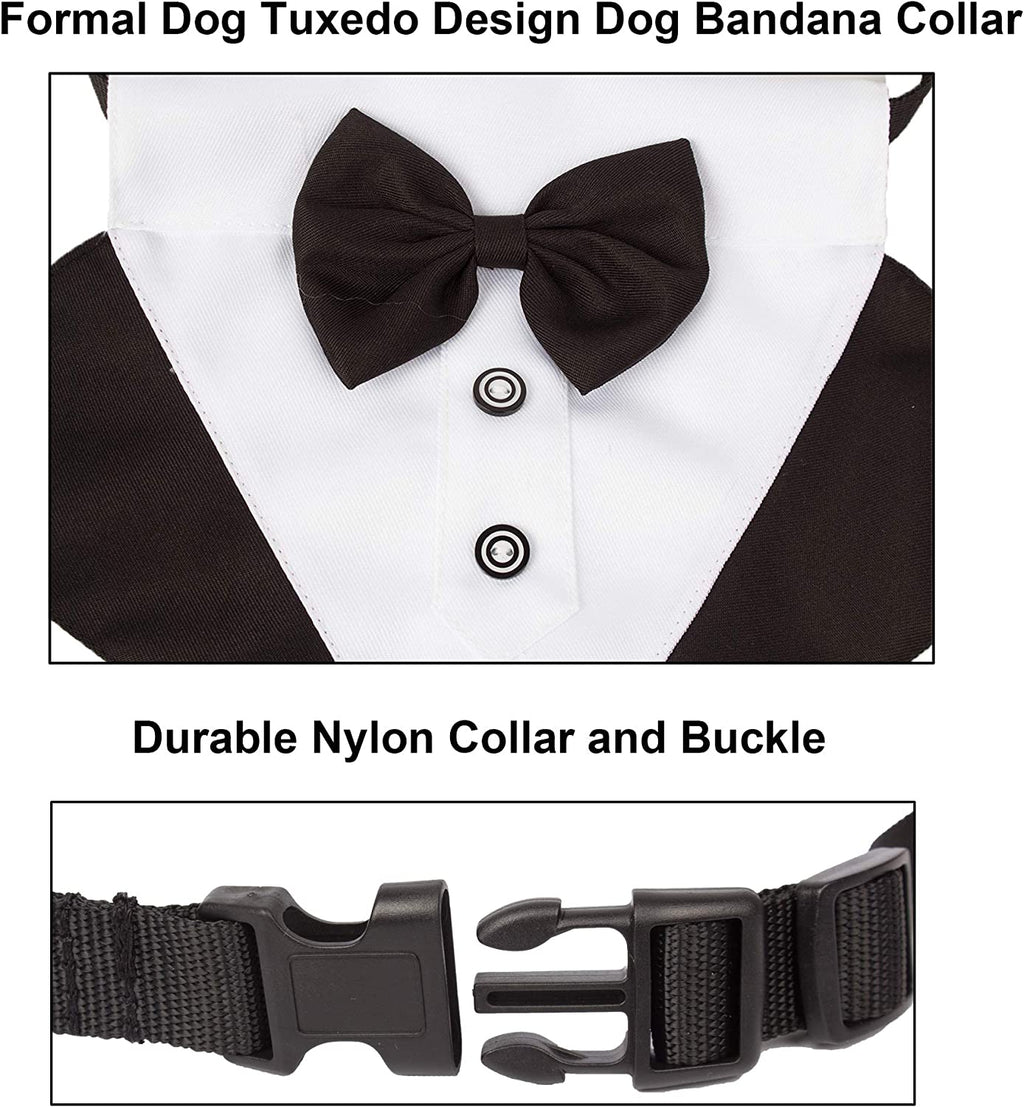 Elegant Dog Tuxedo Wedding Bandana Collar with Adjustable Bow Tie for Large Dogs