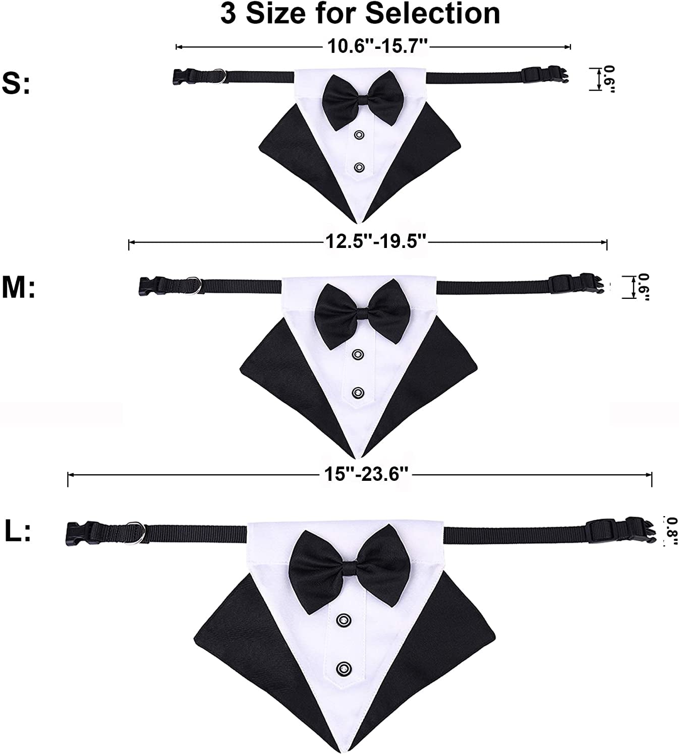 Elegant Dog Tuxedo Wedding Bandana Collar with Adjustable Bow Tie for Large Dogs