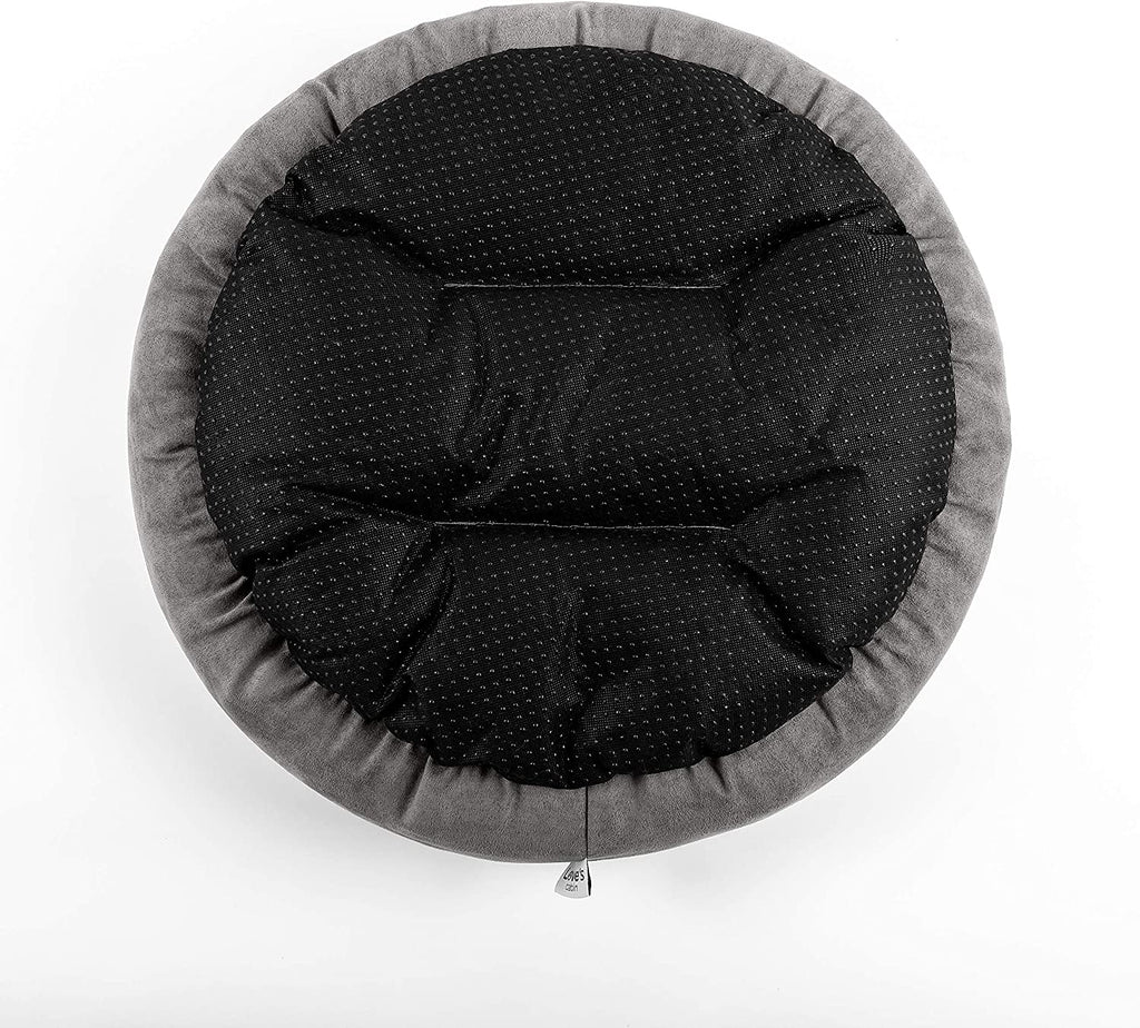 Round Donut Pet Bed for Cats and Small Dogs, 20-Inch Anti-Slip and Water-Resistant Design, Super Soft and Durable Fabric, Washable Luxury Bed in Gray
