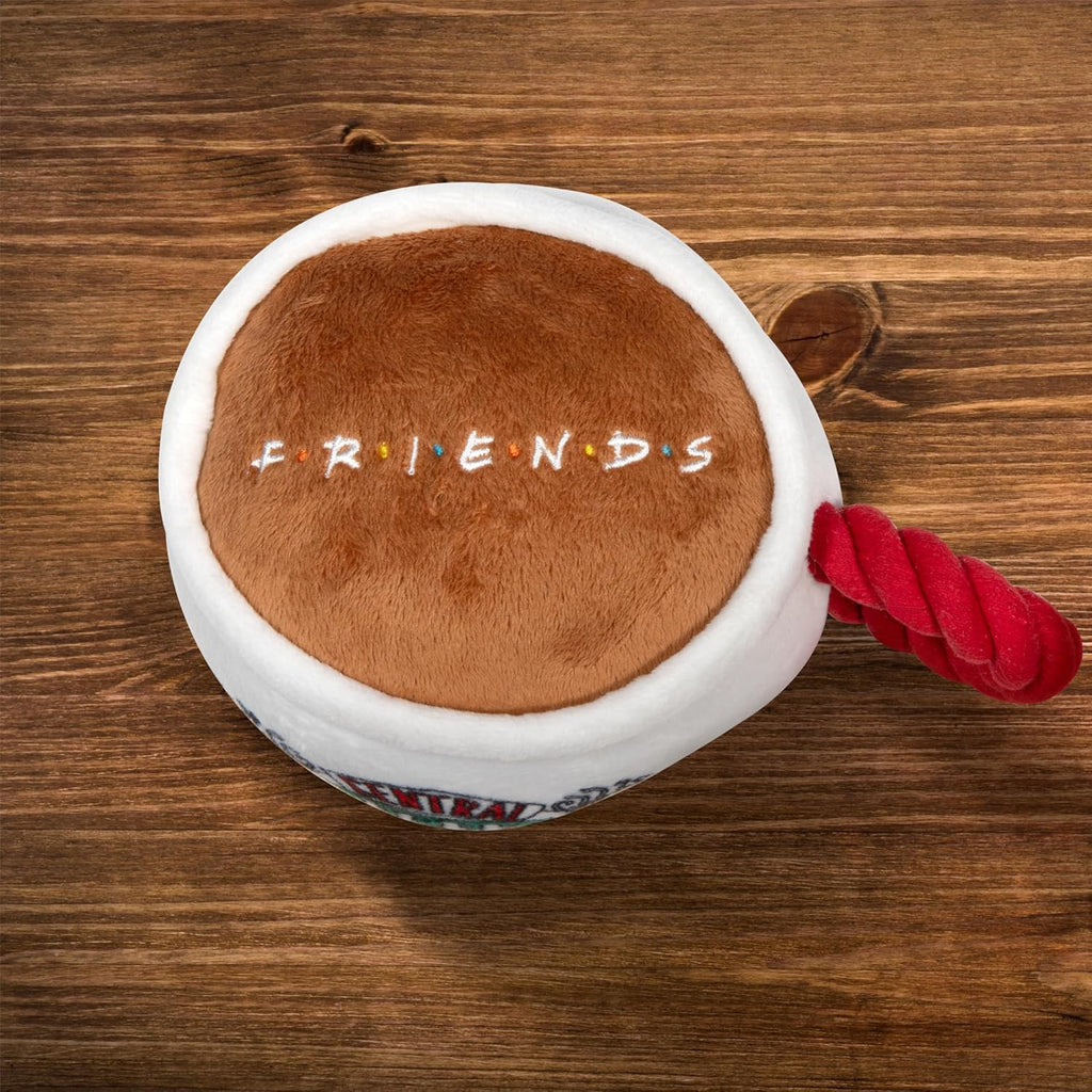 Central Perk Coffee Mug Plush Dog Toy with Rope Handle | Soft Squeaky Toy for Dogs | Stuffed Dog Toy with Squeaker for Added Entertainment, Friends Collectible