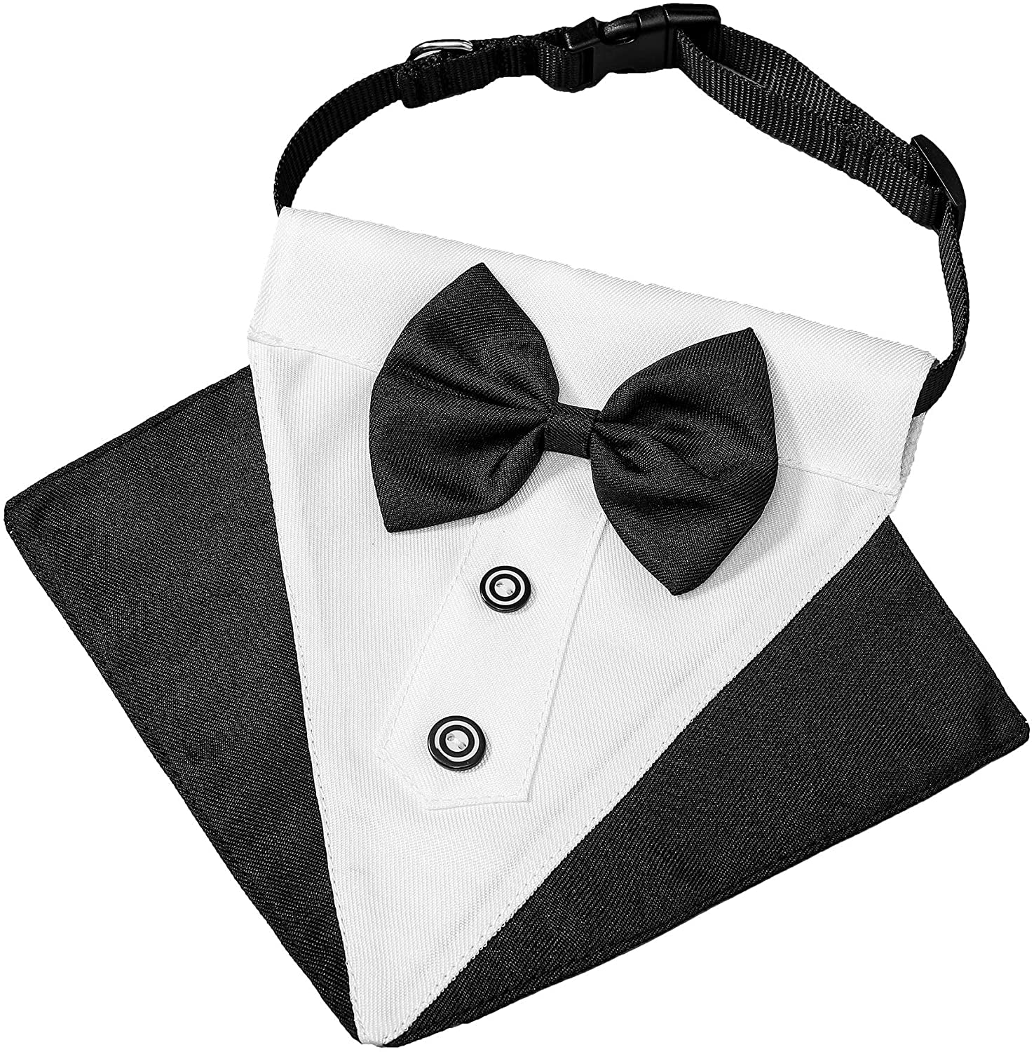 Elegant Dog Tuxedo Wedding Bandana Collar with Adjustable Bow Tie for Large Dogs