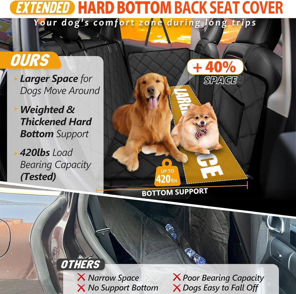 Heavy-Duty Dog Backseat Extender and Car Seat Cover - Large Space for SUVs and Cars, Supports Up to 400 lbs, Black